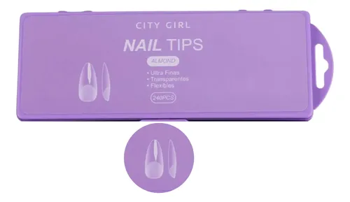 Tips Soft Gel Almond 240 Piezas City Girl