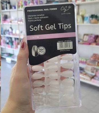 Tips Soft Gel Coffin Caja 504 Piezas City Girl
